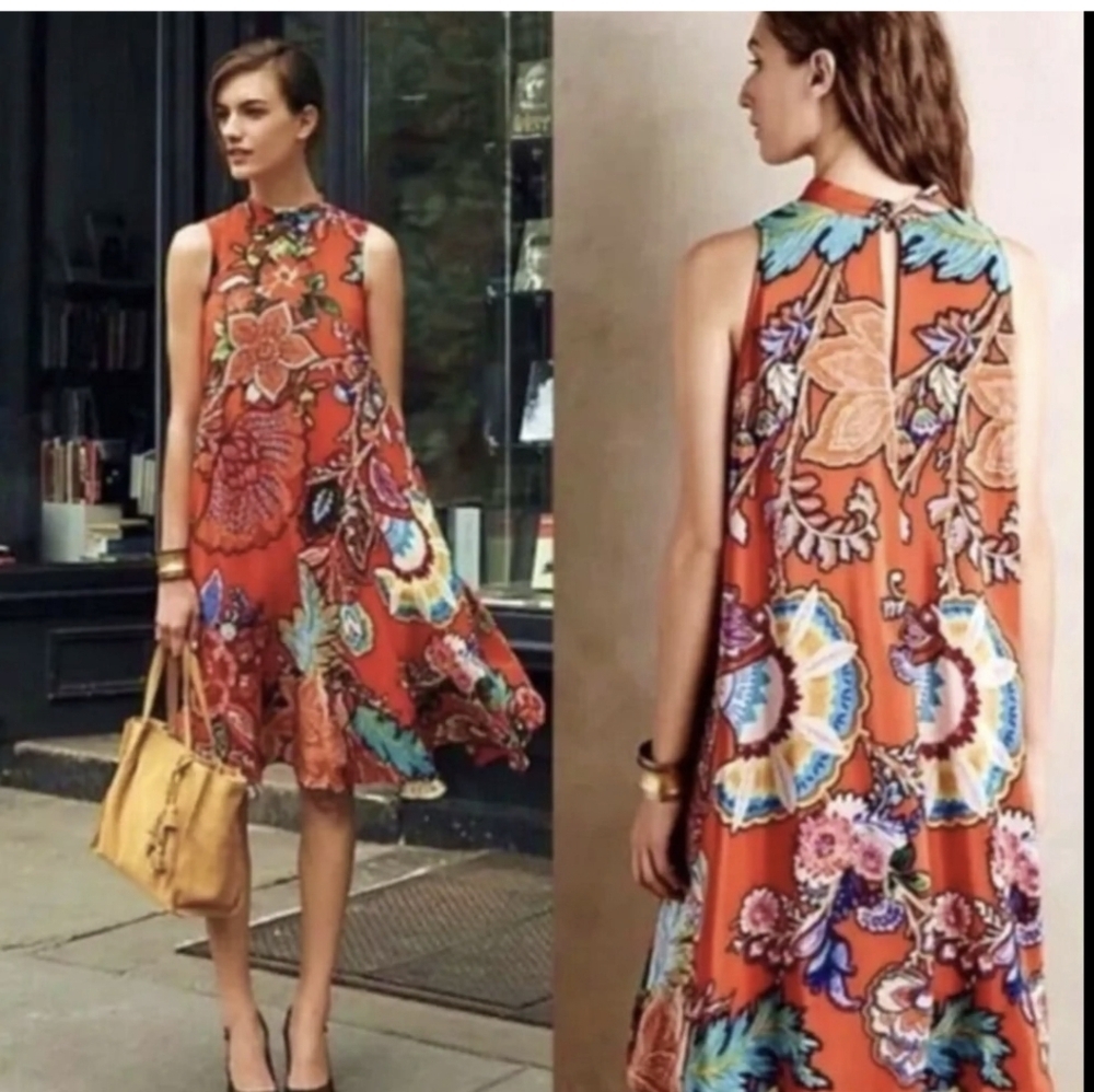 Maeve Orange Floral Midi Dress